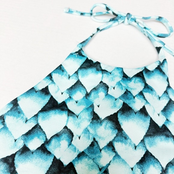 Midori Bikinis - Blue Heart High Neck Bikini Top - Picture 2 of 3